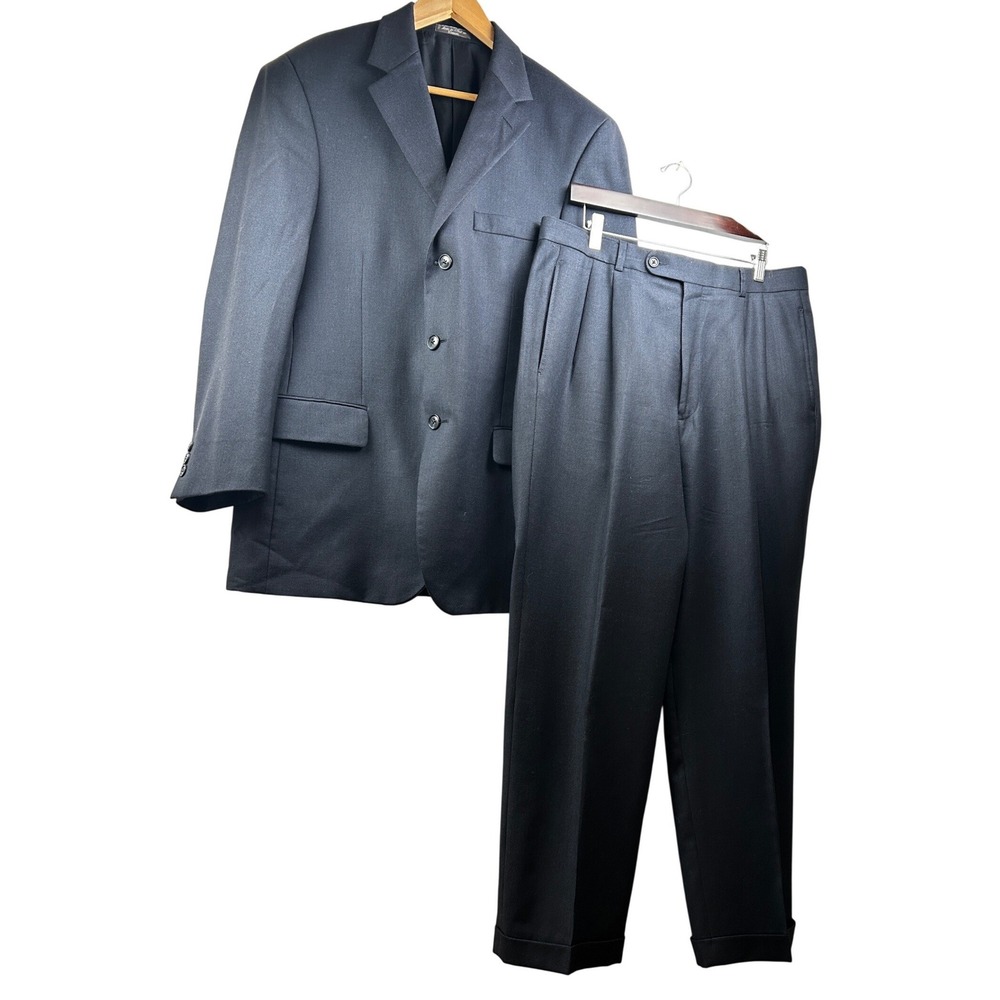 Bachrach Unstructured Wool Mens 2-Piece Suit 36R Loro Piana Wool Super 110s